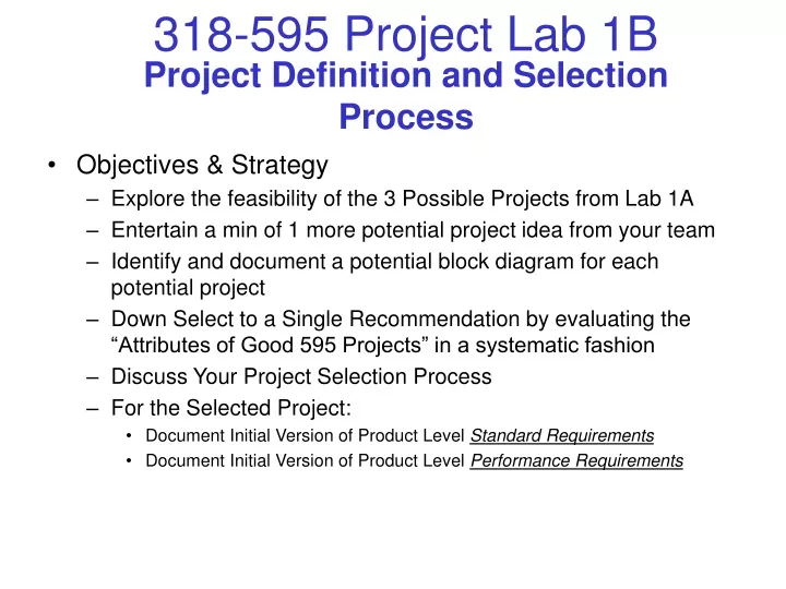 project definition and selection process