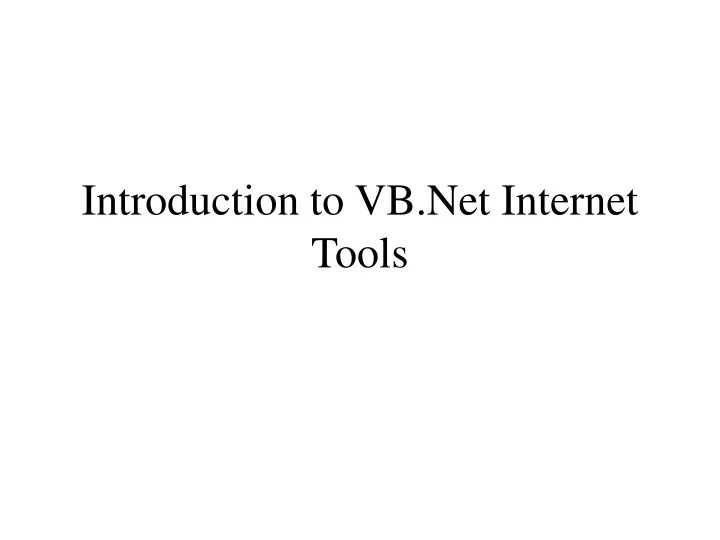 introduction to vb net internet tools
