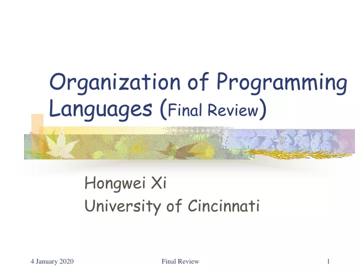organization of programming languages final review