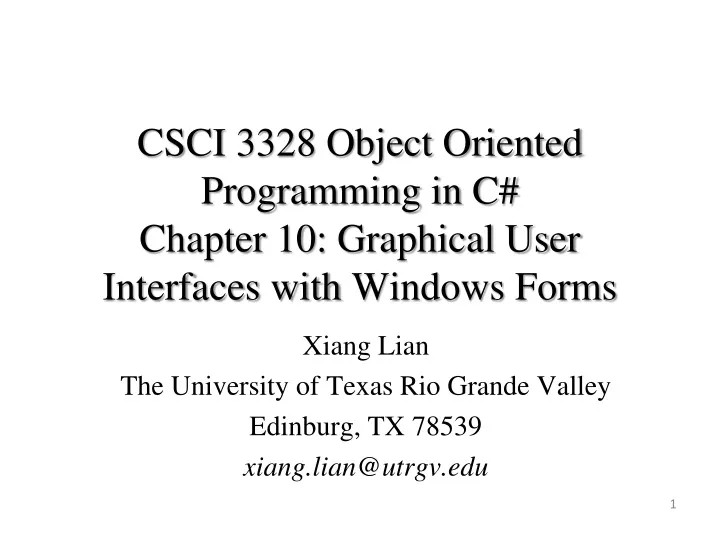 csci 3328 object oriented programming in c chapter 10 graphical user interfaces with windows forms