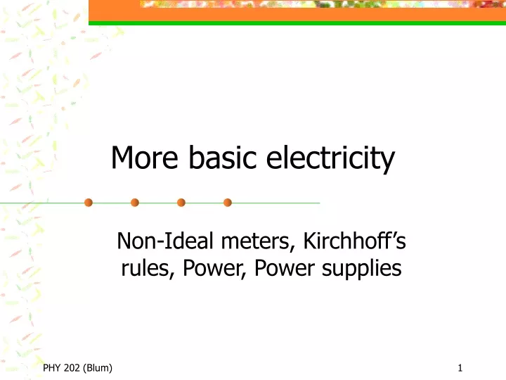 more basic electricity