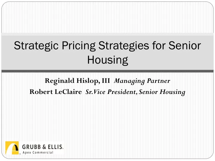 strategic pricing strategies for senior housing
