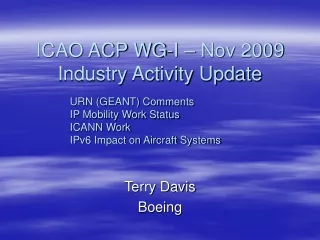 ICAO ACP WG-I – Nov 2009 Industry Activity Update