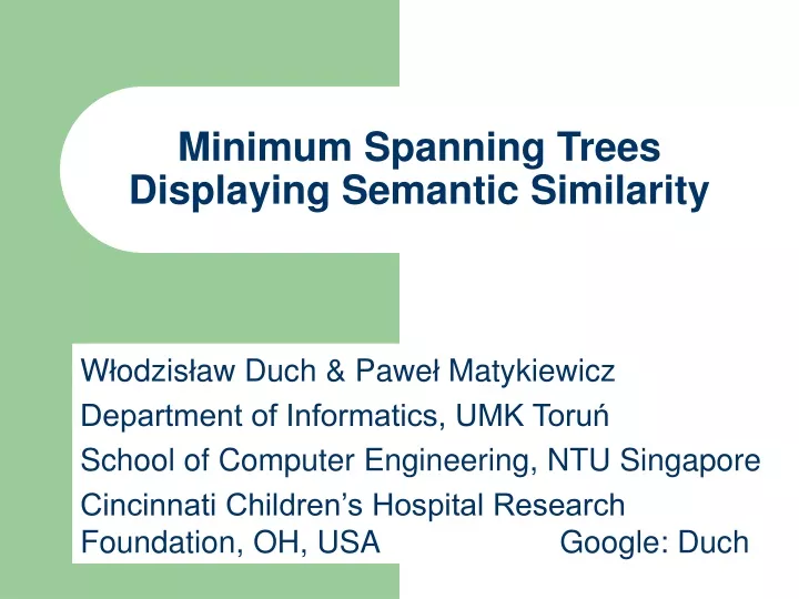 minimum spanning trees displaying semantic similarity