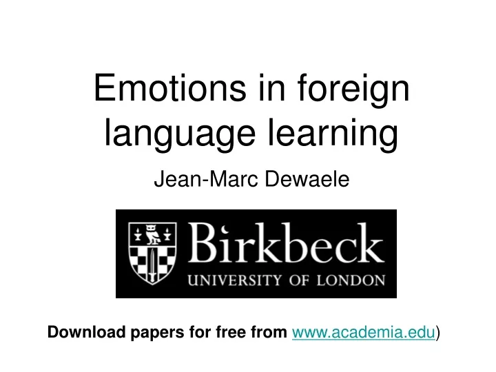 emotions in foreign language learning