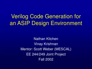 Verilog Code Generation for an ASIP Design Environment