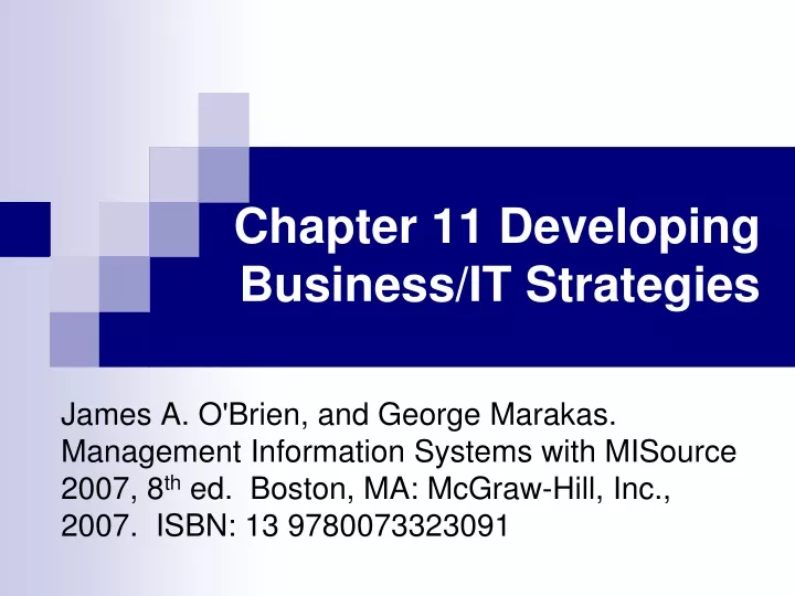 chapter 11 developing business it strategies