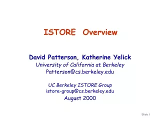 ISTORE  Overview