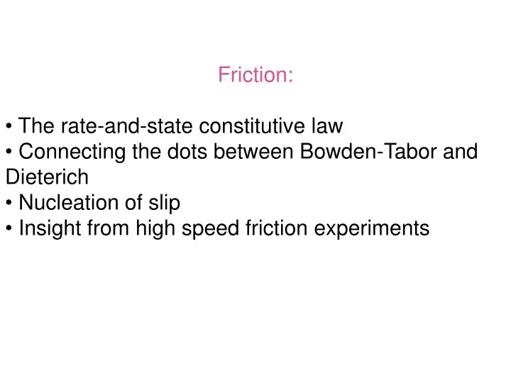 friction the rate and state constitutive