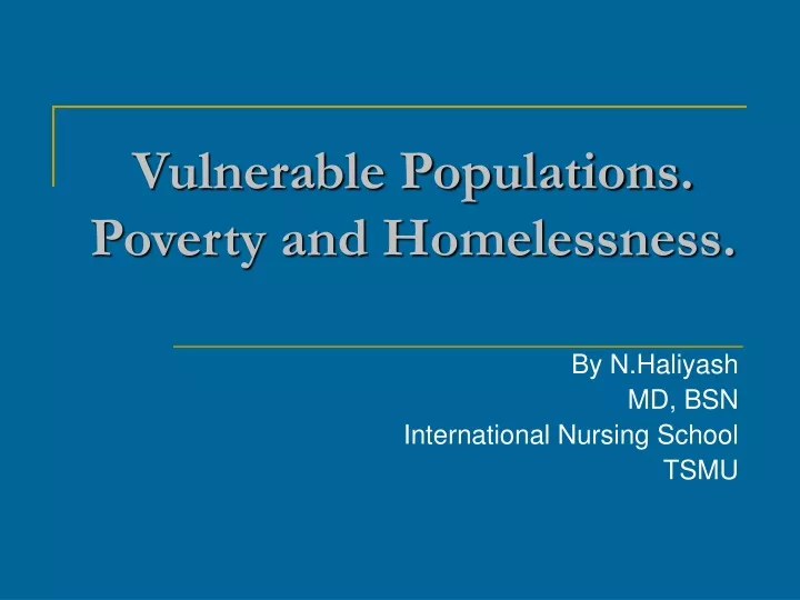 vulnerable populations poverty and homelessness