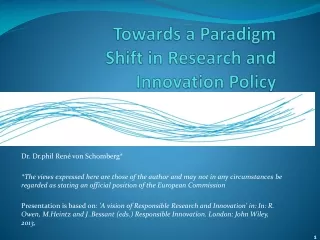 Towards a Paradigm Shift in Research and Innovation Policy
