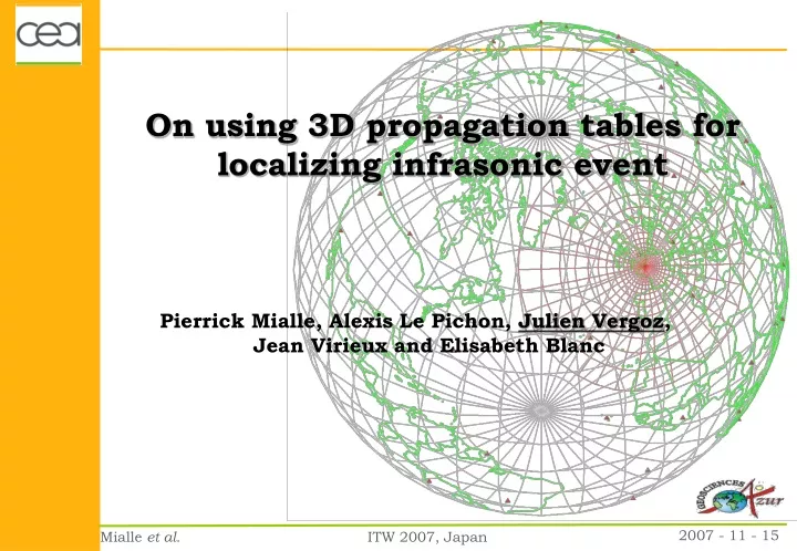 on using 3d propagation tables for localizing infrasonic event