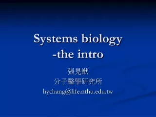 Systems biology -the intro