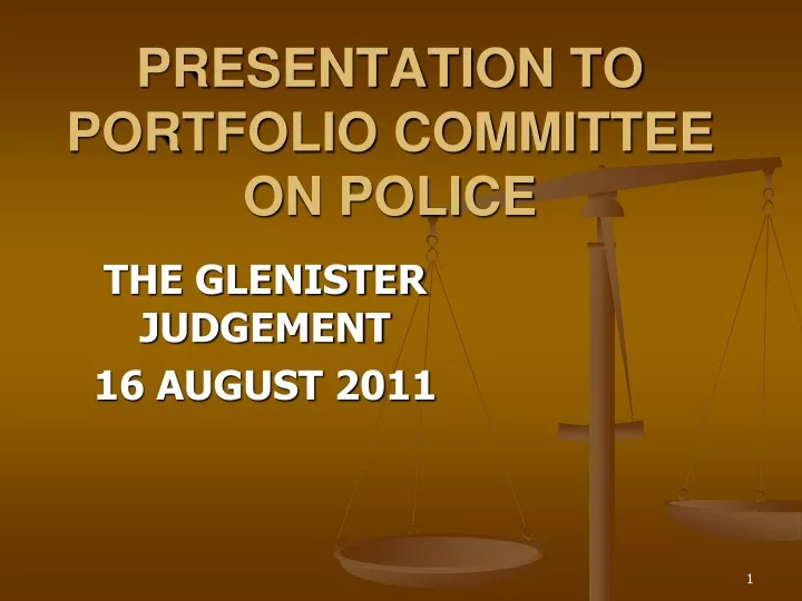 presentation to portfolio committee on police