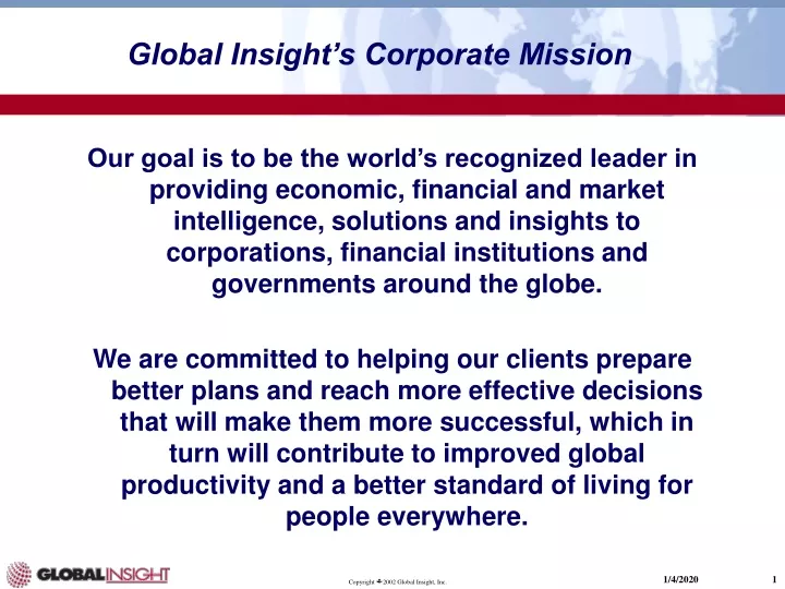 global insight s corporate mission