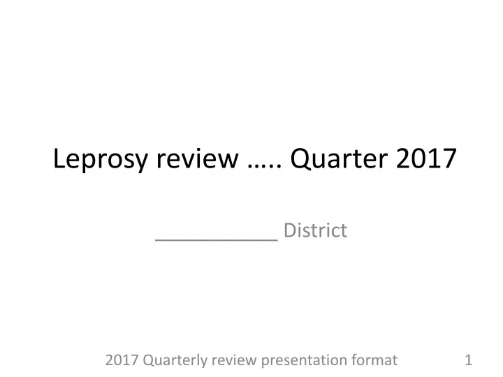 leprosy review quarter 2017