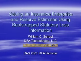 William C. Scheel DFA Technologies, LLC scheel@mindspring CAS 2001 DFA Seminar