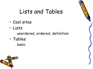 Lists and Tables