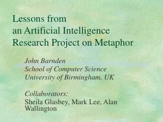 Lessons from an Artificial Intelligence Research Project on Metaphor