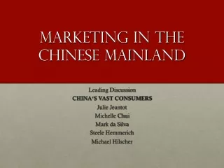 Marketing in the Chinese Mainland