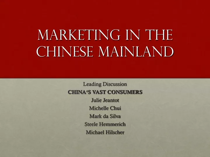 marketing in the chinese mainland