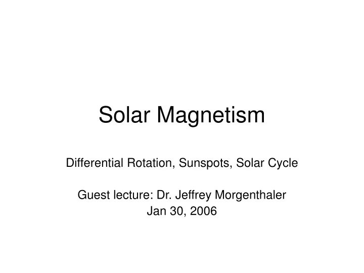 solar magnetism