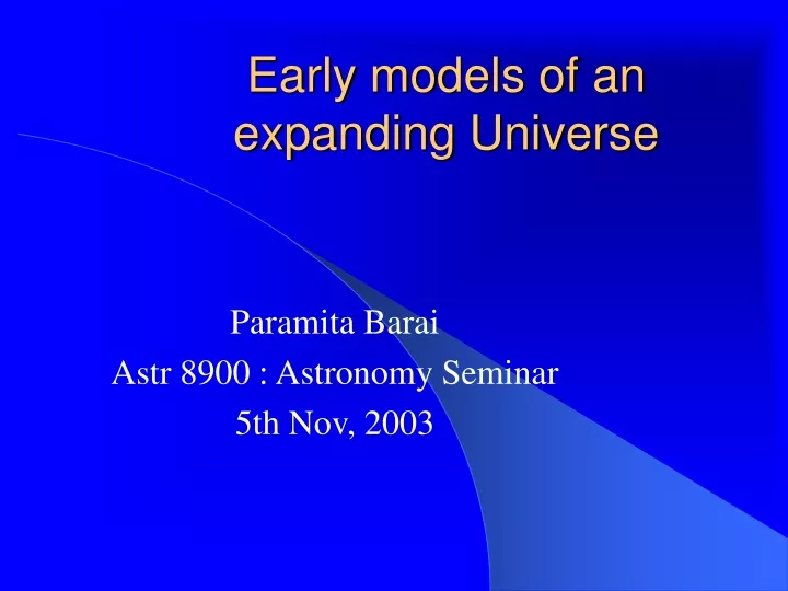 early models of an expanding universe