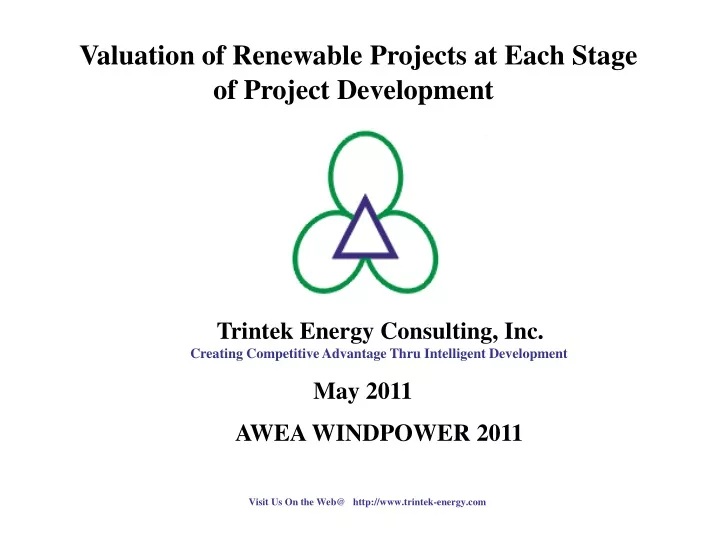 valuation of renewable projects at each stage