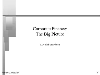 Corporate Finance: The Big Picture