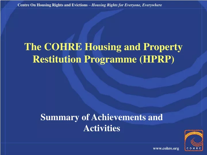 the cohre housing and property restitution programme hprp