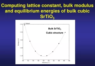 Computing lattice constant, bulk modulus and equilibrium energies of bulk cubic SrTiO 3