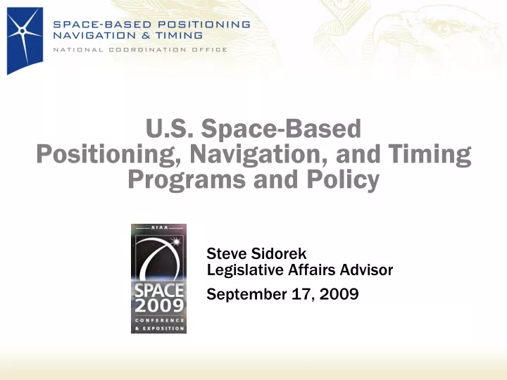 u s space based positioning navigation and timing programs and policy