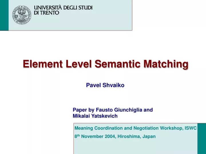 element level semantic matching