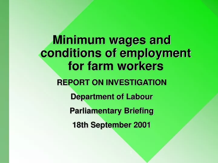minimum wages and conditions of employment