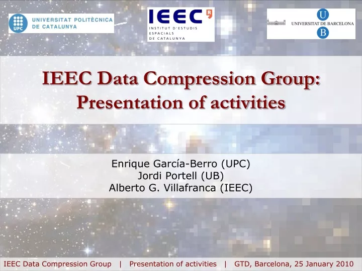 ieec data compression group presentation of activities