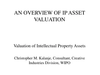 AN OVERVIEW OF IP ASSET VALUATION