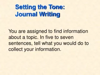 Setting the Tone: Journal Writing