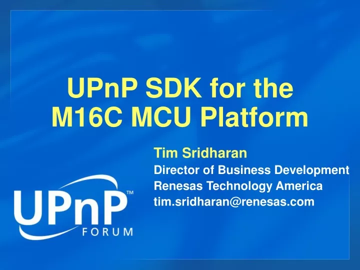 upnp sdk for the m16c mcu platform