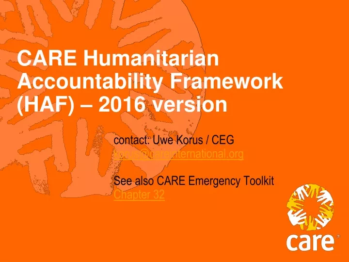 care humanitarian accountability framework haf 2016 version