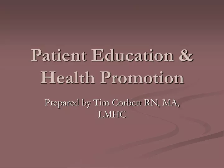 patient education health promotion