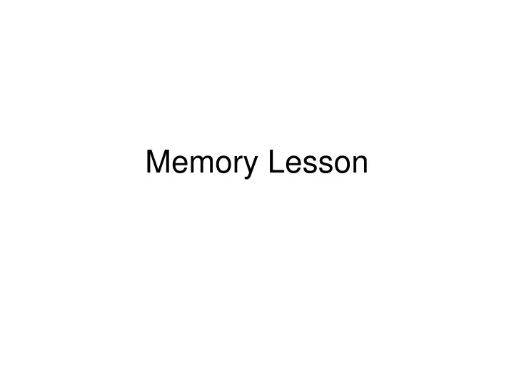 memory lesson