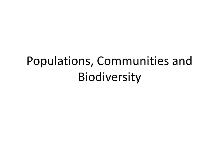 populations communities and biodiversity