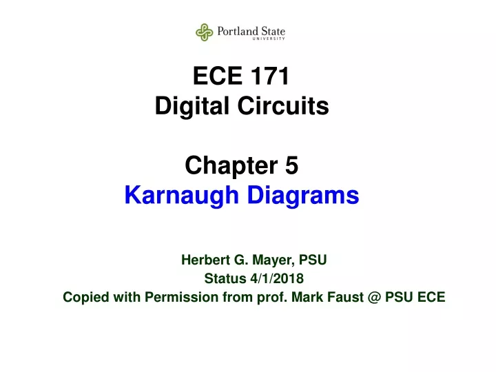 ece 171 digital circuits chapter 5 karnaugh