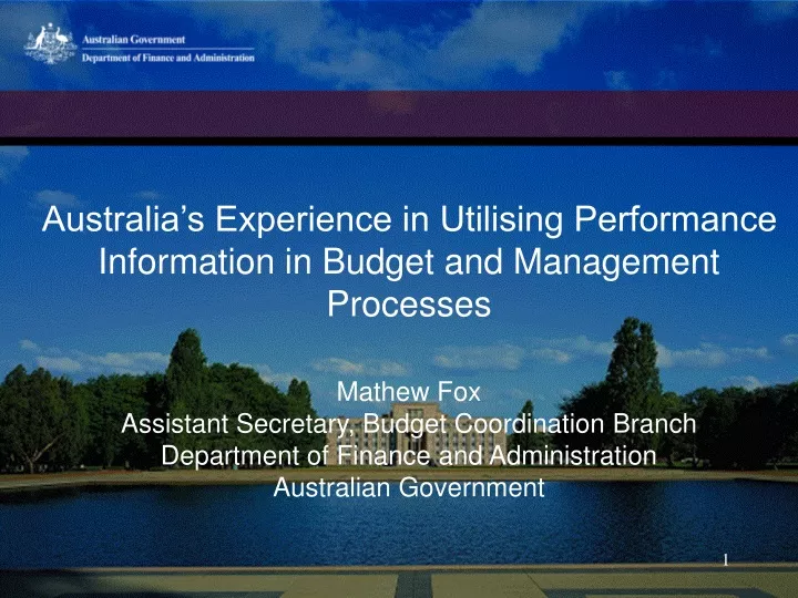 australia s experience in utilising performance