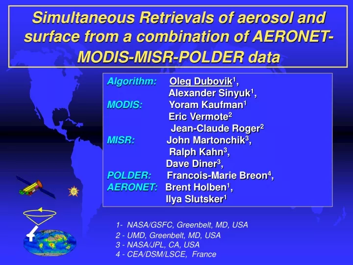 simultaneous retrievals of aerosol and surface