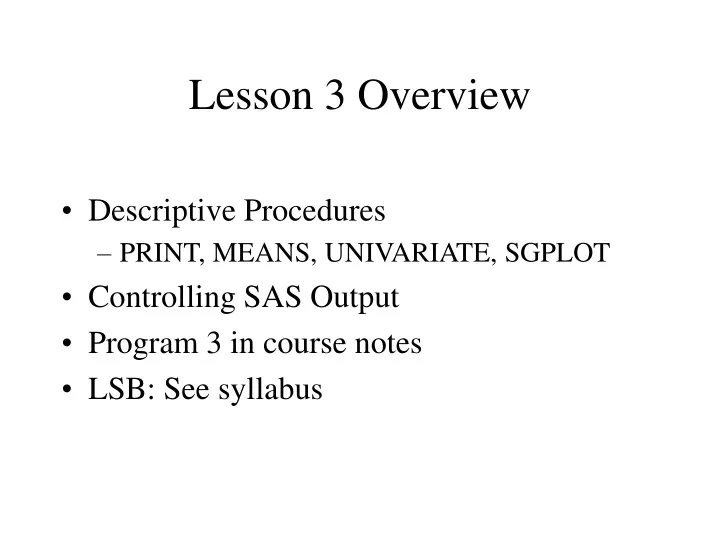 lesson 3 overview