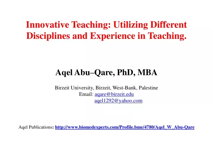 innovative teaching utilizing different