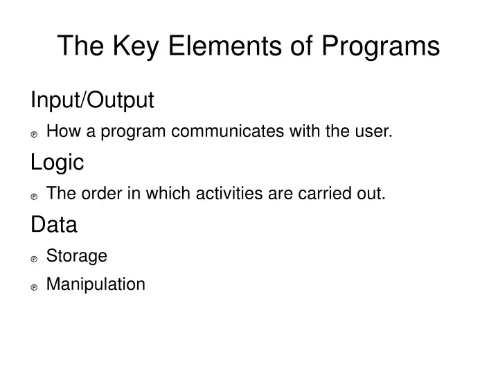 the key elements of programs