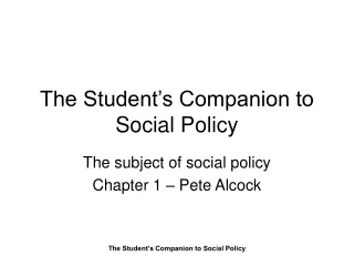 The Student’s Companion to Social Policy