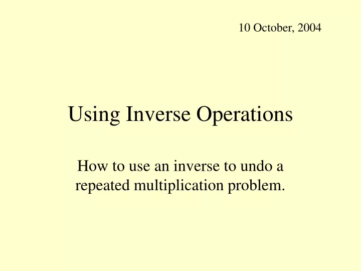 using inverse operations